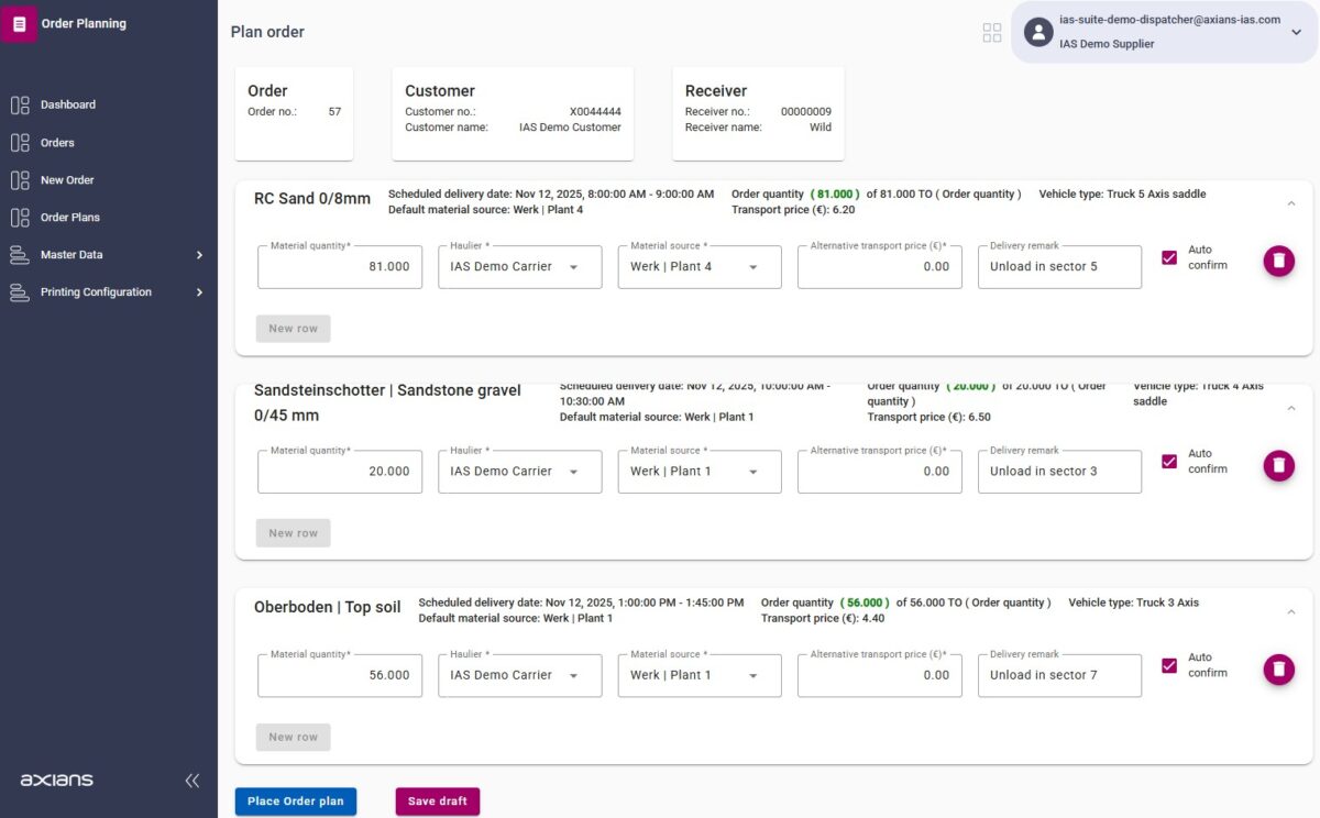 VAS Order Planning Portal