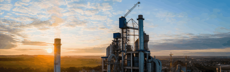 Zementwerk bei Sonnenuntergang