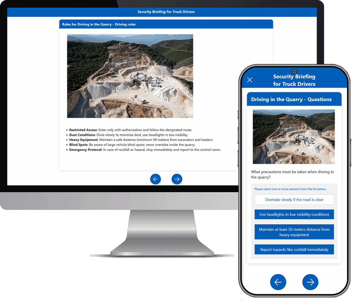 VAS SafetyFlow training on monitor and smartphone