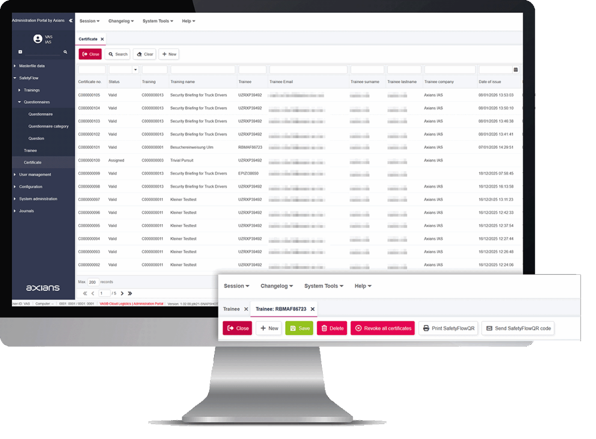 SafetyFlow user overview on PC Monitor