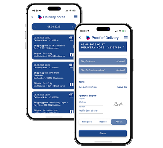 VAS Driver App Screenshots